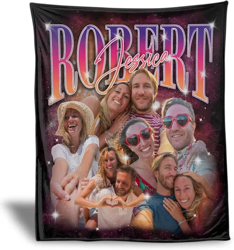 Miniatura 44 de Manta Personalizada de Fotos y Mensajes Collage Manta Throw - Perfecta para el Día de San Valentín para Ella, Él, Amigos - Foto Personalizada