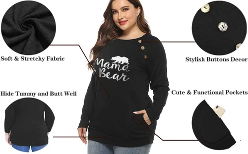 Miniatura 4 de VISLILY Camisa casual de manga larga con botones y bolsillos para mujer