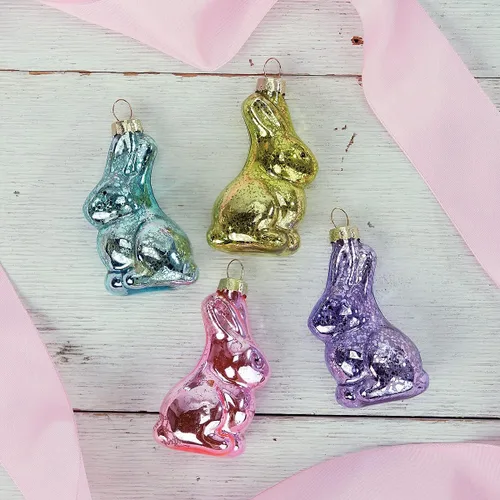 Miniatura 7 de Lillian Vernon Adornos de Pascua de Vidrio Soplado de Conejo - Decoraciones Colgantes para Árbol Hechas a Mano, Decoración de Conejito de Pascua
