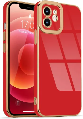 Miniatura 26 de Lafunda Diseñada para iPhone 13 Pro, fundas lujosas con chapado lindo para mujeres y niñas, elegante borde dorado, a prueba de golpes, TPU con funda