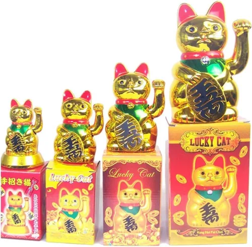 Miniatura 3 de Ochine Lucky Cat Waving Arm Gold Cat Feng Shui Lucky Fortune Cats Luck Beckoning Waving Wealth Cat Maneki Neko Bienvenido Lindo Gato Hogar Display