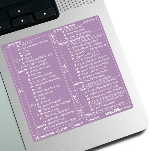 Miniatura 8 de Adhesivo de calcomanías Afterplug para atajos de teclado de Mac OS, más de 50 atajos para MacBook Pro y Air de 13-16 pulgadas