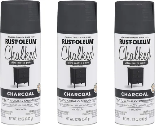 Miniatura 65 de Rust-Oleum - Pintura a la tiza en aerosol ultramate de 12 onzas (paquete de 1), color carbón, 302590