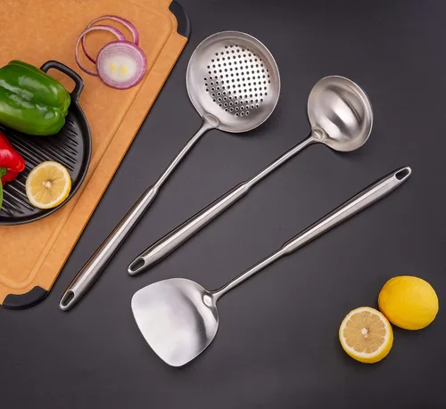Miniatura 2 de Espátula y cucharón de wok, juego de herramientas de cucharón de espumadera, juego de utensilios de cocina de wok chino, todos los utensilios