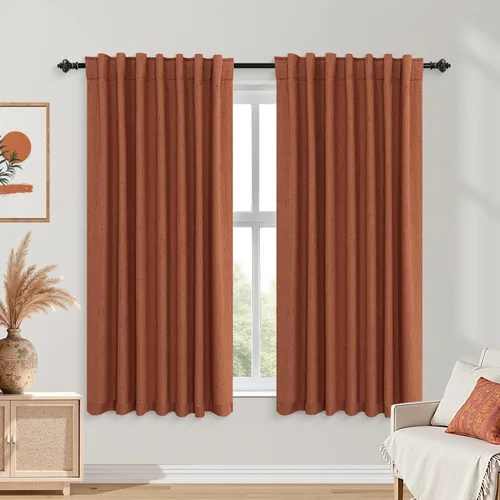 Miniatura 21 de KOUFALL - Cortinas de medio estilo francés de lino para ventana, juego de 2 cortinas cortas de 40 pulgadas de longitud, para privacidad, cortinas