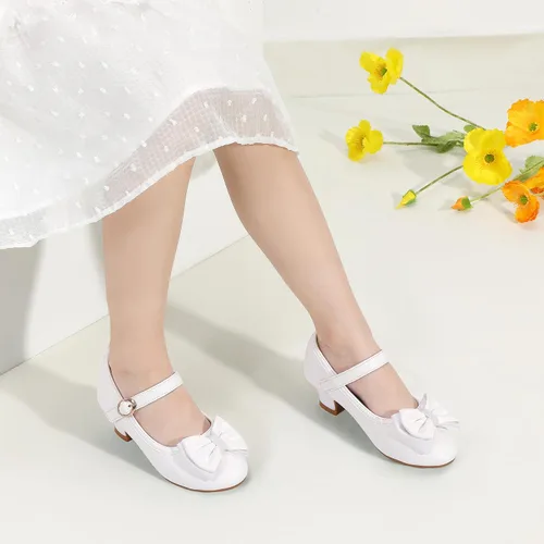 Miniatura 179 de PANDANINJIA Vestido de jada para niñas y niños pequeños, zapatos de princesa Mary Jane con tacones con lazo para fiesta, boda, boda