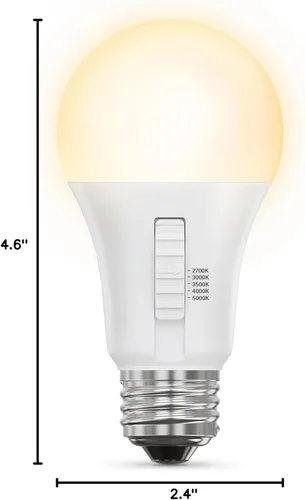 Miniatura 13 de Bombilla LED A19 de Feit Electric, equivalente a 100 W, no regulable, 5CCT, base media E26, CRI 90, 1500 lúmenes, blanco ajustable, vida útil