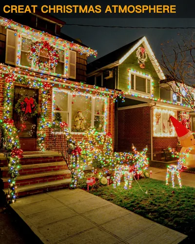 Miniatura 9 de Ollny Luces de Navidad para exteriores, 600 LED de 197 pies, luces multicolor para árbol de Navidad IP67, luces de hadas enchufables con control
