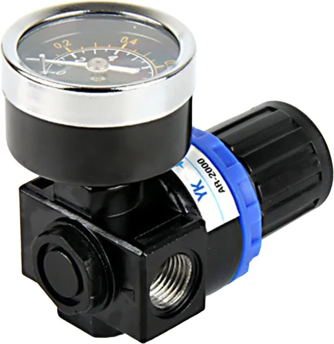 Miniatura 7 de Regulador de compresor de control de alivio de presión de aire neumático ajustable-válvula con ajuste de manómetro AR2000 G1/4 '' Elevalunas Lado