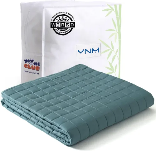 Miniatura 36 de YnM Manta con peso refrescante para adultos, terciopelo refrescante y acogedor de doble cara, manta pesada de 30 libras para parejas, uso en cuatro