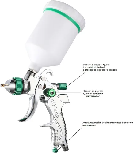 Miniatura 5 de ENDOZER Juego de pistola pulverizadora de aire profesional HVLP con alimentación por gravedad con boquillas de 1.4, 1.7, 2.0 mm, 20 onzas, 600 cc