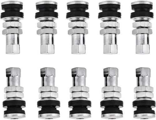 10Pack Metal Valve Stems TR161 Car Truck Bolt in Tire Tyre Valve Short Stems with Dust Cap Black for ATV Car Go-Kart Boat Trailer Motorcycle