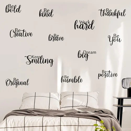 Miniatura 6 de Marspark 12 calcomanías inspiradoras para pared, con cita motivacional, para despegar y pegar, calcomanías extraíbles de espejo con frase positiva