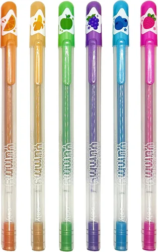Miniatura 3 de Ooly Yummy Yummy - Juego de 6 bolígrafos de gel perfumados metálicos, con tinta de gel perfumada afrutada, escribe en papel negro, punta de 0.039