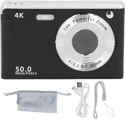 Miniatura 5 de Cámara digital para fotografía y video, cámara de vlogging 4K, cámara compacta de enfoque automático de 50 MP con luz de relleno, punto de zoom 16X