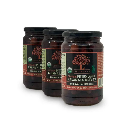 Miniatura 6 de Aceitunas Kalamata negras orgánicas, sin OMG, sin gluten, grandes, sin hueso, orgánicas con certificación USDA (13.1 onzas), producto de Kalamata