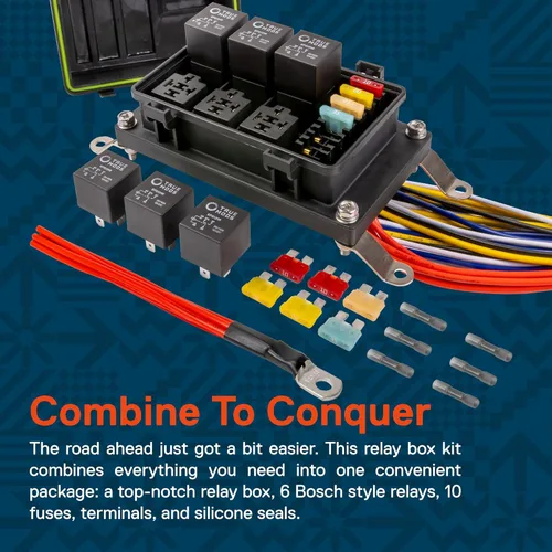 Miniatura 5 de True Mods Caja de relé/fusibles impermeable de 12 V Kit de bloque con arnés precableado [12 y 16AWG] 6 grupos estilo Bosch 5 pines 30A/40A Panel