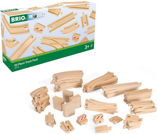 Miniatura 2 de Brio 33772 Paquete especial de rieles 50 piezas de pistas de madera y accesorios de tren para niños de 3 años en adelante y puente de viaducto