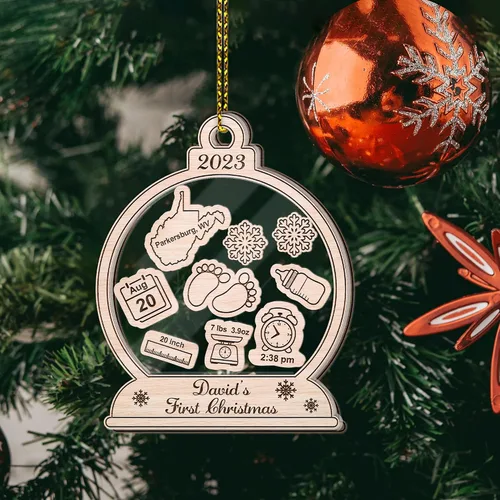 Miniatura 5 de Hyturtle Adornos personalizados para la primera Navidad del bebé 2023, adorno de Navidad para bebé, adorno de batido 4D para bebé, decoraciones