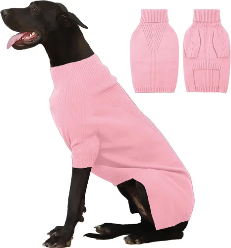 Miniatura 81 de IECOii Suéter extragrande para perro, suéteres térmicos cálidos para perros de raza gigante, ropa de punto, cuello alto de invierno, elástica