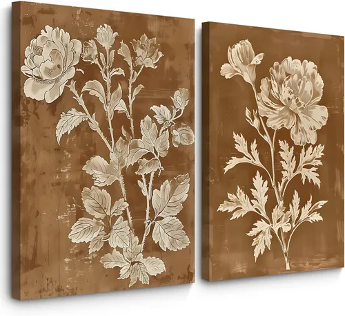 Miniatura 25 de Arte de pared botánico vintage, lienzo floral antiguo, arte de pared, impresiones de flores neutrales, póster vintage de granja, pintura para sala