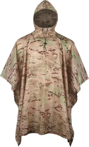 Miniatura 9 de GRVCN Poncho de lluvia militar, impermeable de camuflaje impermeable ligero al aire libre