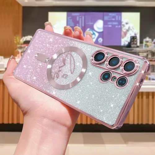 Miniatura 236 de ZONRW - Funda para Samsung Galaxy S22 Ultra magnética, para mujeres y niñas, cubierta trasera suave, lujosa, con corazón de amor, bling, degradado