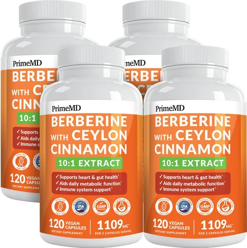 Miniatura 12 de Suplemento de berberina 21 en 1 con canela de Ceilán con cromo, melón amargo y extracto de té verde y extracto de pimienta negra 5X para apoyo