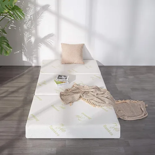 Miniatura 2 de Inofia Colchón triple plegable de espuma viscoelástica con funda extraíble, para campamento, invitados y camas plegables en el suelo, tamaño cuna