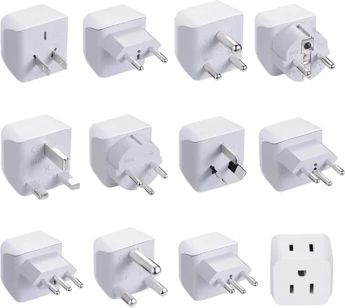 Miniatura 11 de Ceptics Adaptador de enchufe de viaje internacional de 5 piezas, ideal para teléfonos celulares, cargadores de batería, computadoras portátiles