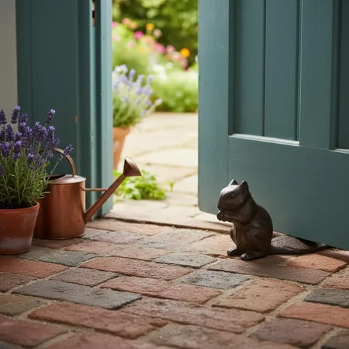 Miniatura 6 de Comfy Hour Tope de puerta de ardilla de hierro fundido resistente, tope decorativo de puerta de animal rústico para parte inferior de la puerta