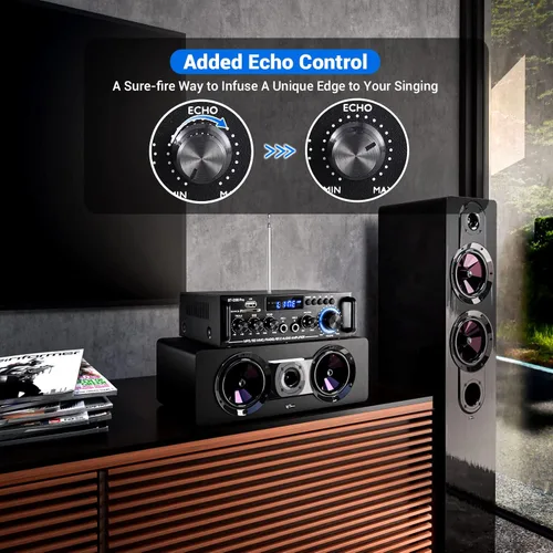 Miniatura 5 de Amplificador de audio estéreo 298Pro, máximo 400 W, amplificador de potencia inalámbrico Bluetooth 5.0 con Bluetooth 5.0, sistema de audio de cine