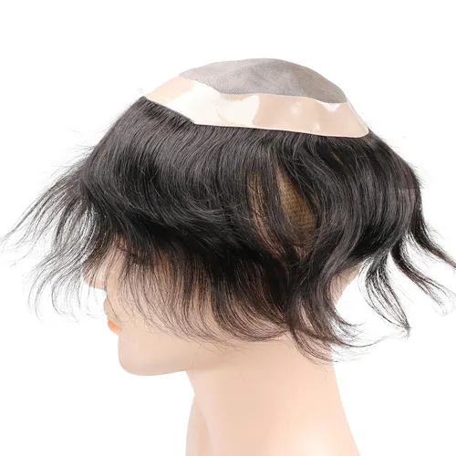 Miniatura 7 de Toupee - Sistema de reemplazo de cabello para hombres, cabello humano real, 5 x 7 pulgadas, base de encaje mono, extensión duradera para hombre