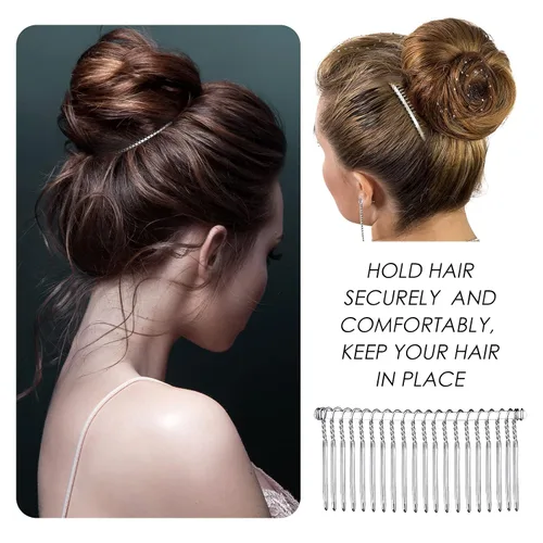 Miniatura 3 de 5 peines para el cabello para mujer, accesorios de metal, peine de pelo de novia, 20 dientes, peine de velo de boda, peine decorativo para mujeres
