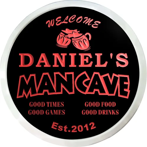 Miniatura 12 de ADVPRO - Cartel de neón para nombre y fecha personalizados, bar para hombres «Daniel´s», st4-x0012-tm Rojo