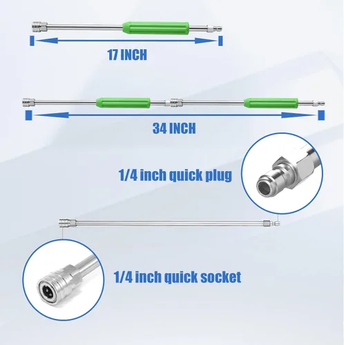 Miniatura 8 de RIDGE WASHER Varita de extensión para lavadora a presión, lanza de acero inoxidable de 17 pulgadas con cubierta protectora verde, conexión rápida