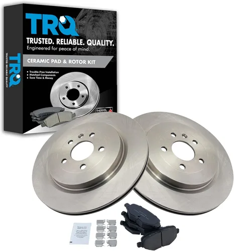 Miniatura 146 de TRQ Kit de rotor de freno trasero y pastillas de cerámica Posi premium compatible con camioneta Chevy GMC
