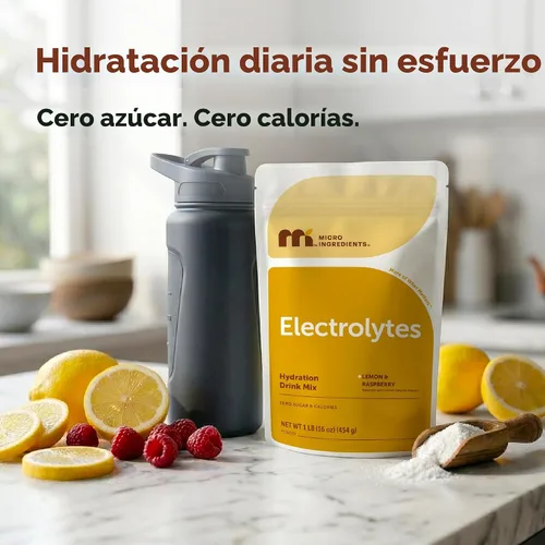 Miniatura 5 de Micro Ingredients Electrolitos en polvo, 1 libra (69 porciones) Sin azúcar Sabor a frambuesa limón Alto potasio (1,000 mg) + agua de coco