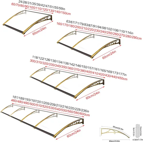 Miniatura 5 de Toldo para ventana, toldo para puerta delantera, toldo de patio al aire libre, toldo de entrada, toldo para techos, cubierta de toldo silencioso