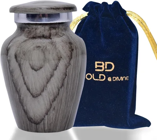 Miniatura 2 de BOLD & DIVINE Urna de recuerdo con textura de madera Urna conmemorativa de cenizas humanas, de entierro, urnas de cremación funerarias