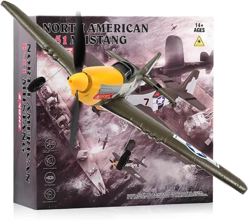 Miniatura 9 de ANTSIR Avión RC P51 para adultos y niños, avión de control remoto de 4 canales con Aileron/timón/elevador/giroscopio, planeador de caza Mustang