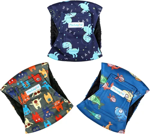 Miniatura 2 de Paw Legend Pañales lavables para perros machos, pañales reutilizables para cachorros y perros machos (paquete de 3, L)