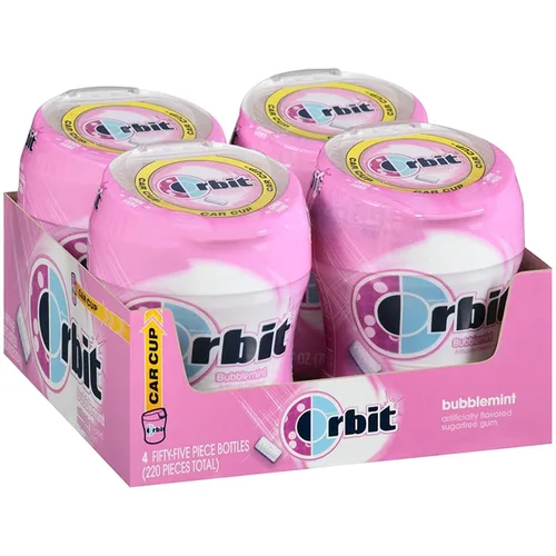 Orbit Tazas de goma de burbujas, burbuja menta, botella de 55 piezas, 4-cuenta