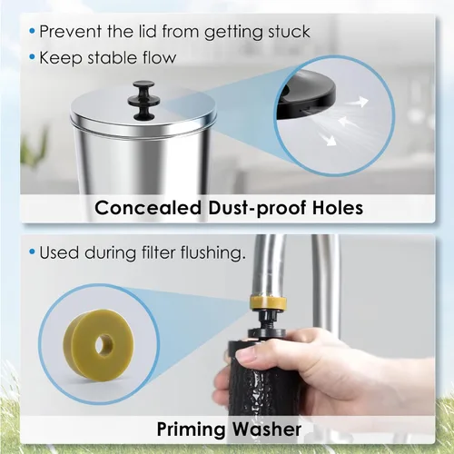 Miniatura 7 de Waterdrop TK - Sistema de filtro de agua por gravedad con espiga de vidrio de visión, estándar NSF/ANSI 42 y 372, PFAS, reducción de cloro y plomo