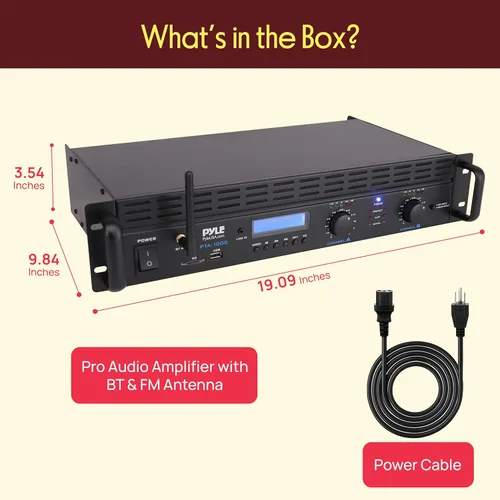Miniatura 12 de Pyle Amplificador de Potencia Bluetooth de 2 Canales - 2000W Puenteable Montaje en Rack Audio Profesional Sonido Receptor Estéreo Inalámbrico
