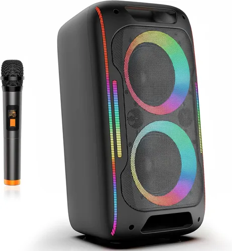 Altavoz Bluetooth para fiestas, potente sonido estéreo de 180 W, graves profundos, altavoz inalámbrico portátil con modos de sonido EQ, luces LED,