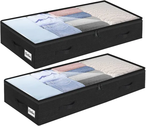 Miniatura 20 de Contenedores de almacenamiento debajo de la cama, paquete de 2 unidades, 4 pulgadas delgado de perfil bajo debajo de la cama, organizador