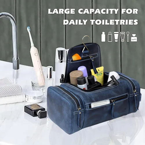 Miniatura 9 de VC VINTAGE COUTURE Neceser de cuero para hombre, extra grande, neceser de cuero para hombre, para viajes, kit de cuero real para hombre, bolsa