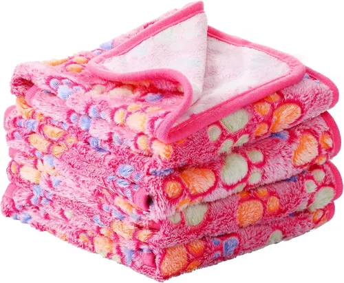 Miniatura 11 de Tatuo Paquete de 4 mantas de forro polar para perros cachorros y gatos, tapete de dormir de varios tamaños para mascotas, conejillos de indias, Beige