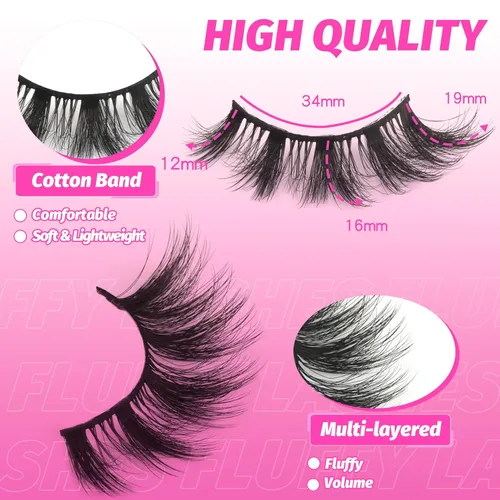 Miniatura 164 de Veleasha Pestañas postizas de manga puntiagudas, 100% hechas a mano, aspecto natural, pestañas postizas ligeras con banda transparente suave